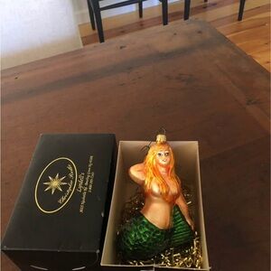 Christopher Radko Orange and Green Mermaid Ornament